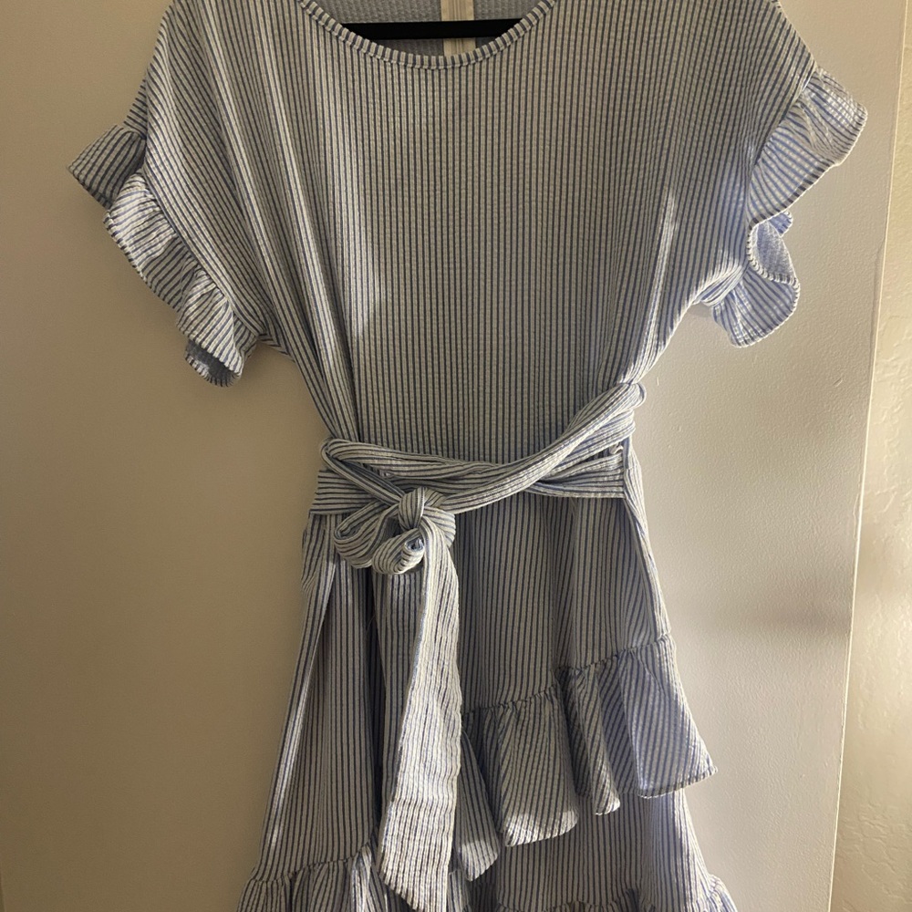 Michael Kors Gray Ribbed Sundress with Flutter Sleeves